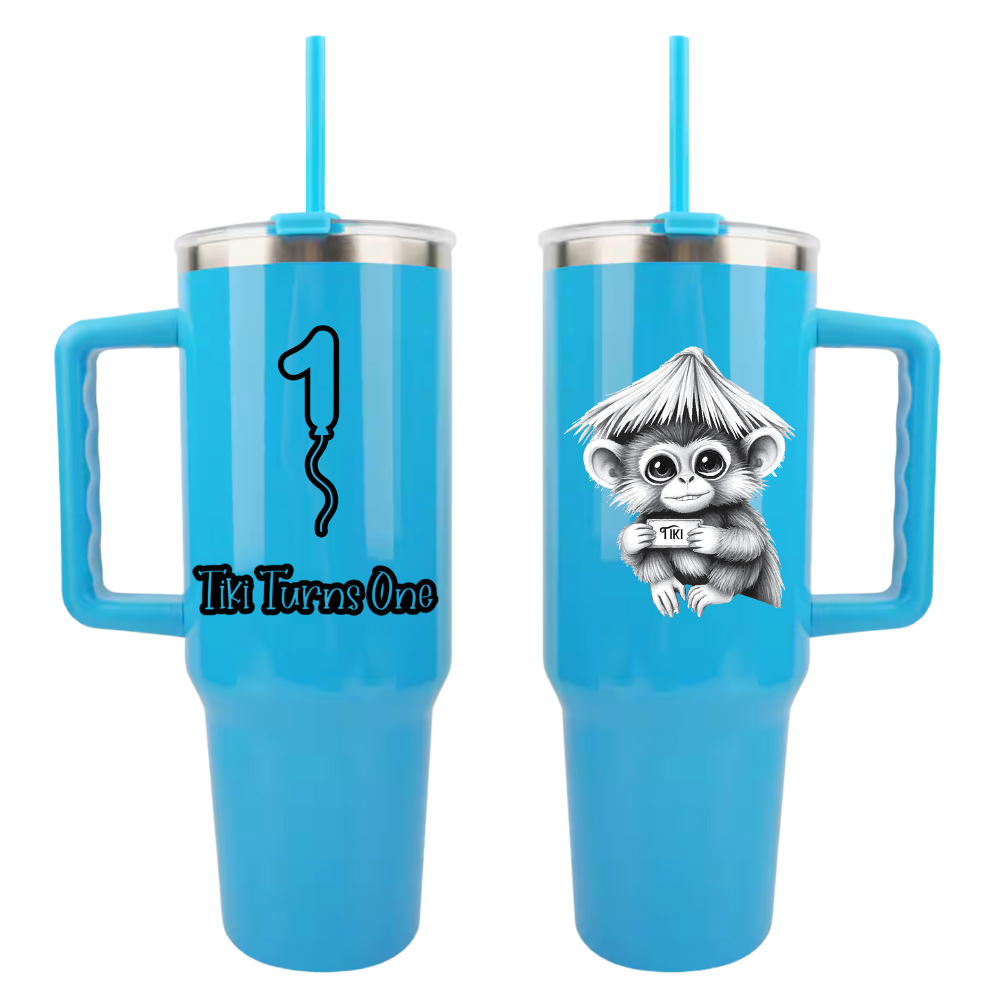 Tiki Turns One 40 oz Neon Stainless Steel Tumbler