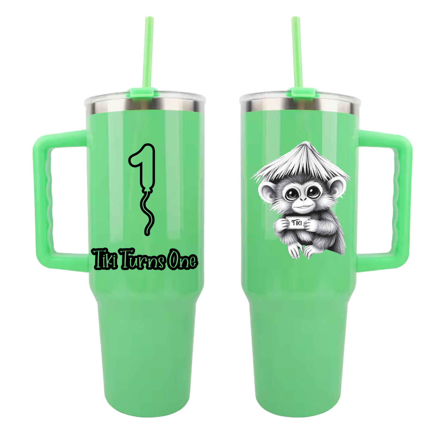 Tiki Turns One 40 oz Neon Stainless Steel Tumbler