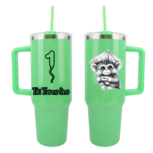Tiki Turns One 40 oz Neon Stainless Steel Tumbler