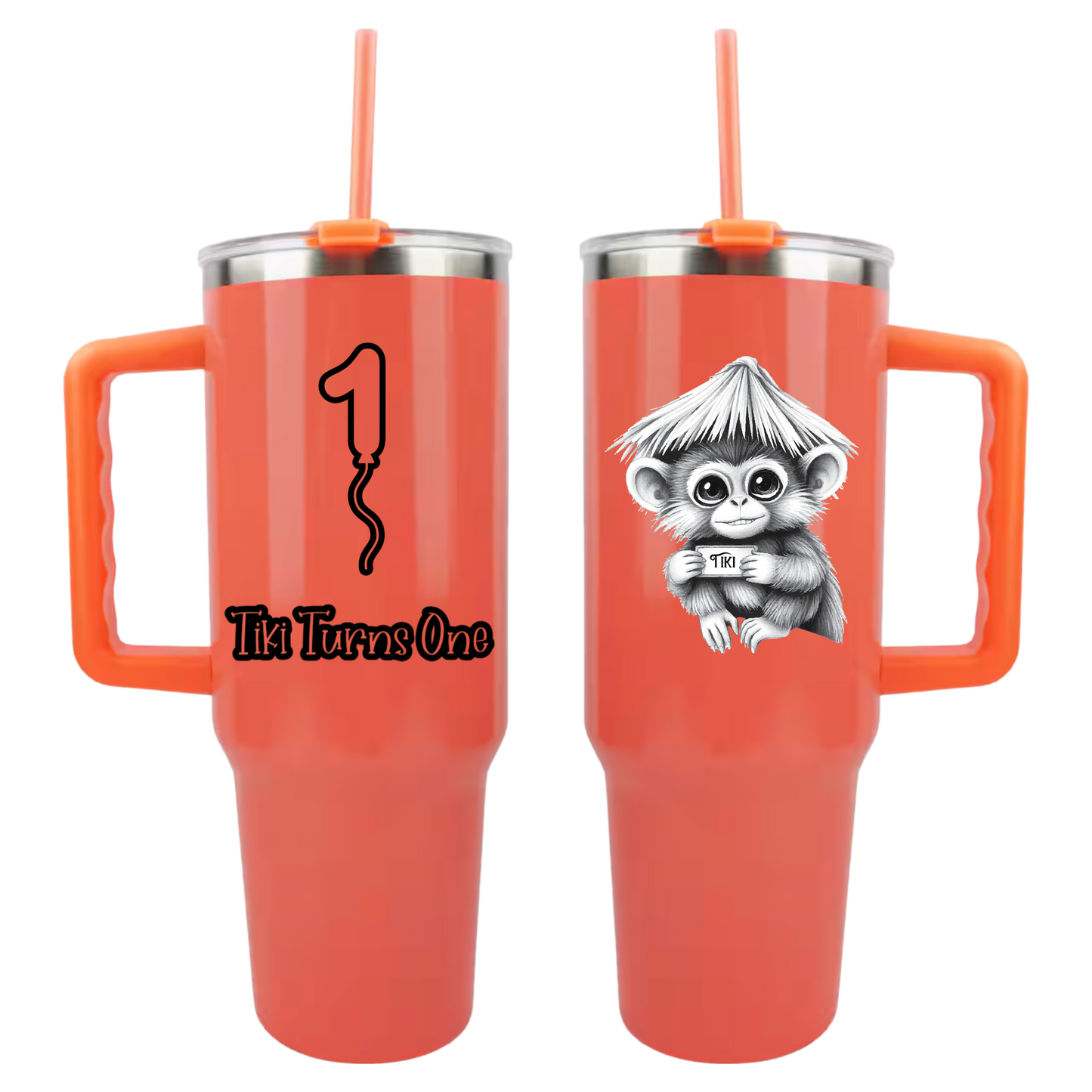 Tiki Turns One 40 oz Neon Stainless Steel Tumbler