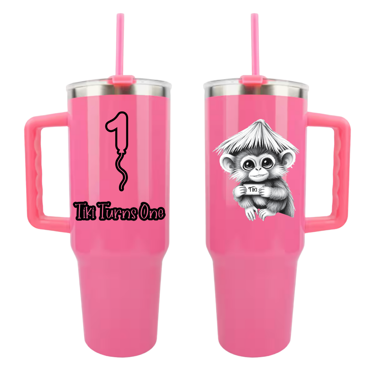 Tiki Turns One 40 oz Neon Stainless Steel Tumbler