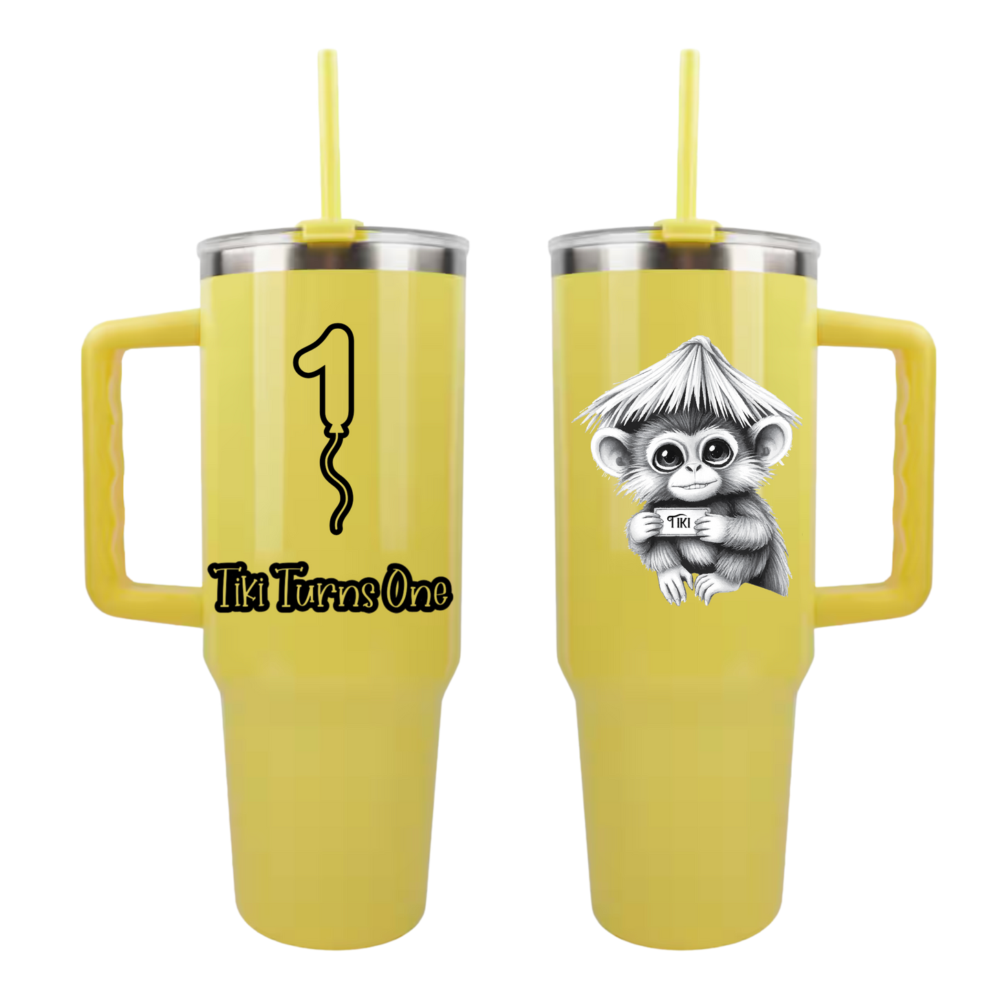 Tiki Turns One 40 oz Neon Stainless Steel Tumbler