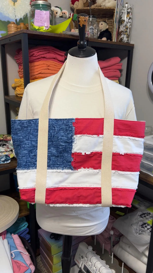 USA Rag Quilt Tote Bag