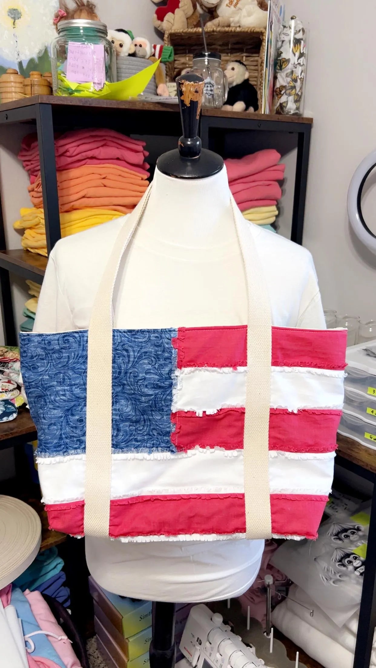 USA Rag Quilt Tote Bag