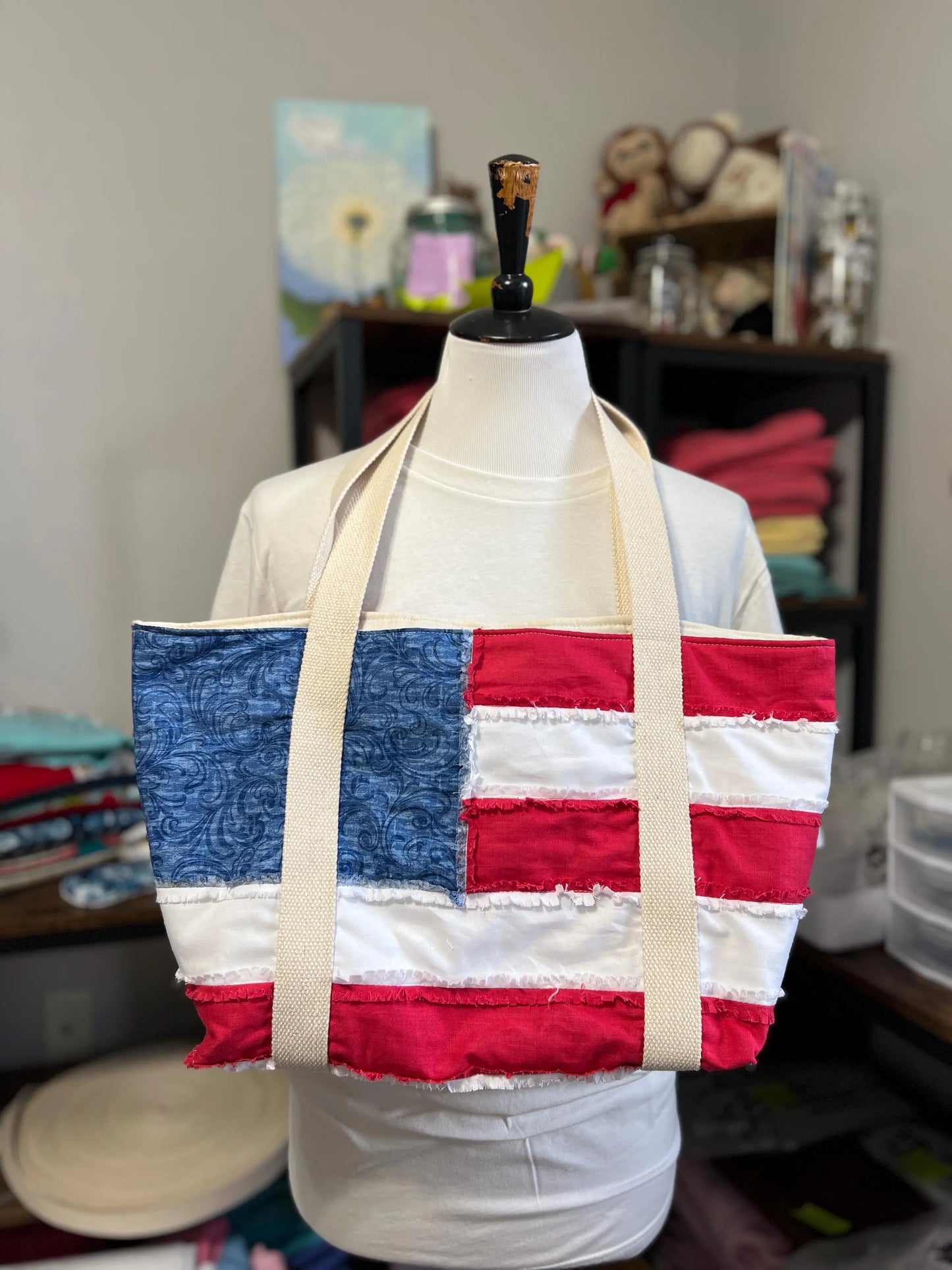 USA Rag Quilt Tote Bag