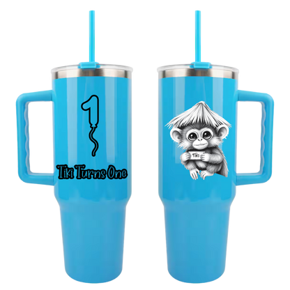 Tiki Turns One 40 oz Neon Stainless Steel Tumbler
