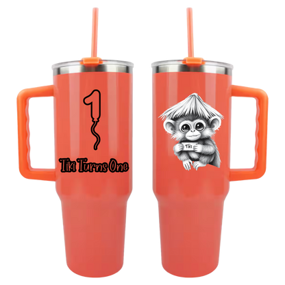 Tiki Turns One 40 oz Neon Stainless Steel Tumbler