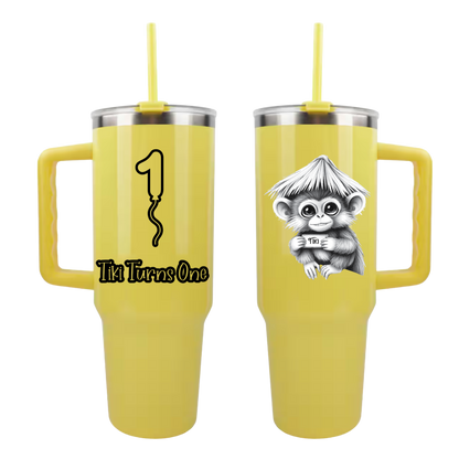 Tiki Turns One 40 oz Neon Stainless Steel Tumbler
